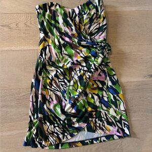 Diane Von Furstenberg Strapless Dress in Green and Blue | 6
